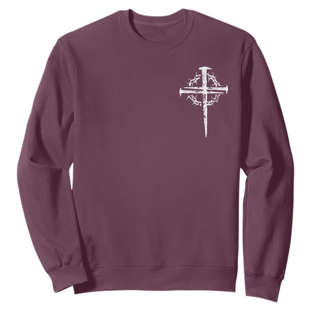 Christian Religious Jesus Shirt with Cross Logo Graphic Sweatshirt TS11 Maroon Print Your Wear
