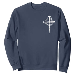 Christian Religious Jesus Shirt with Cross Logo Graphic Sweatshirt TS11 Navy Print Your Wear