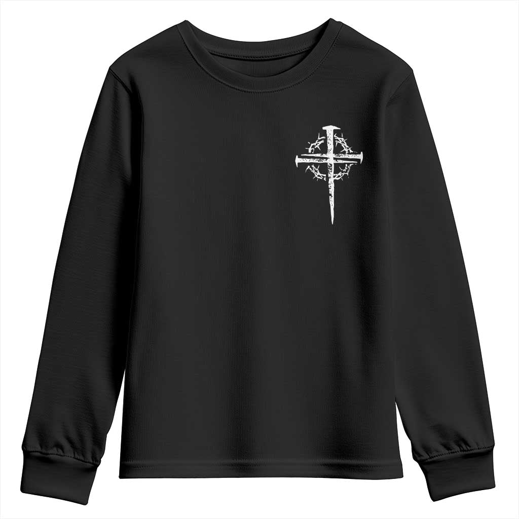 Christian Religious Jesus Shirt with Cross Logo Graphic Youth Sweatshirt TS11 Black Print Your Wear