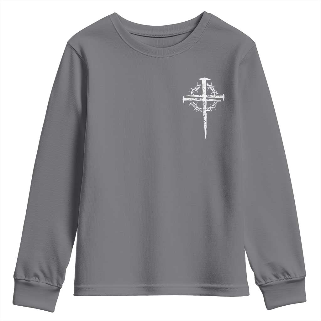 Christian Religious Jesus Shirt with Cross Logo Graphic Youth Sweatshirt TS11 Charcoal Print Your Wear
