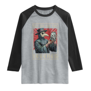But Did You Try Leeches Plague Doctor Raglan Shirt Funny Middle Age Black Death TS11 Heather Gray Black Print Your Wear