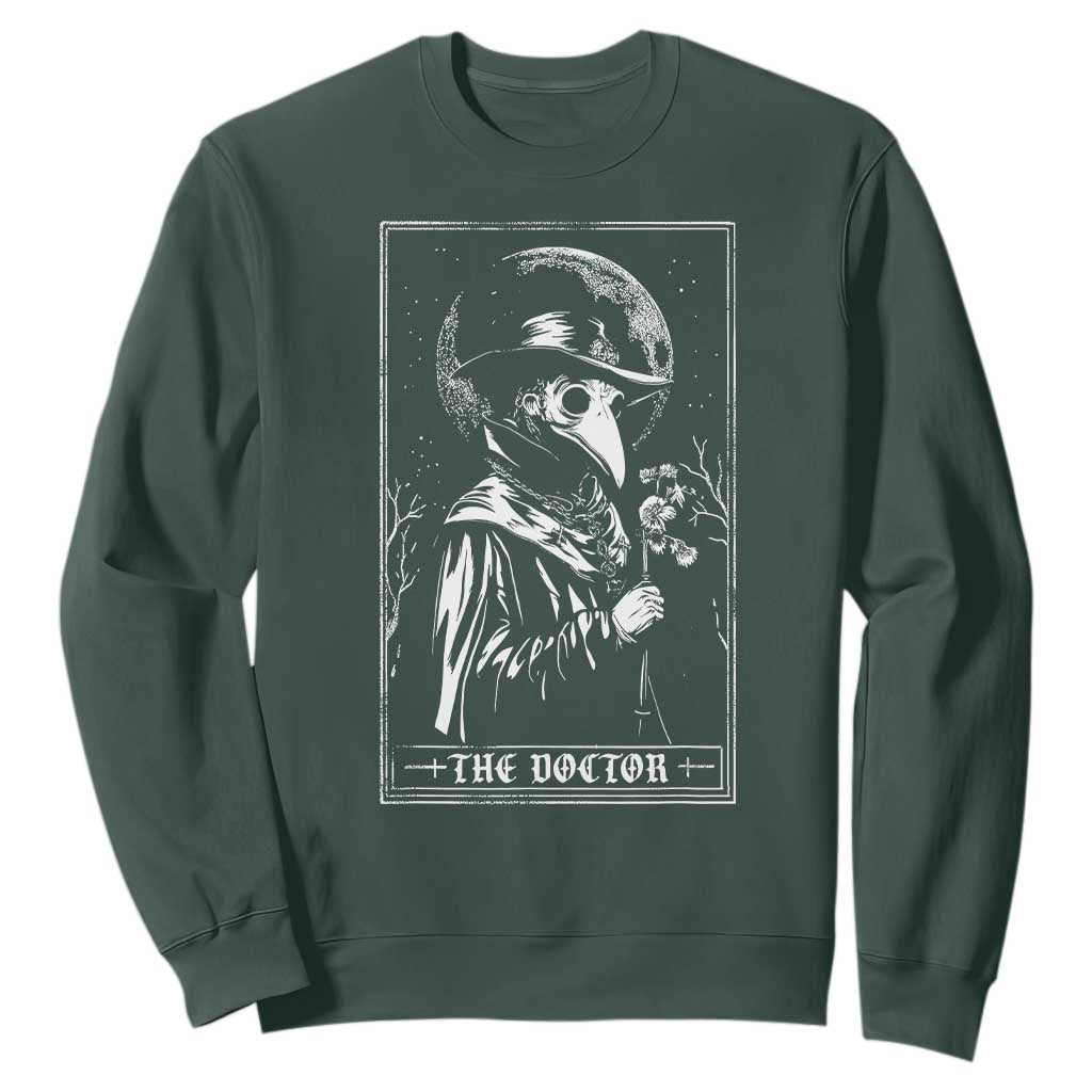 Plague Doctor Tarot Card Sweatshirt Horror Death Occult Satanic TS11 Dark Forest Green Print Your Wear