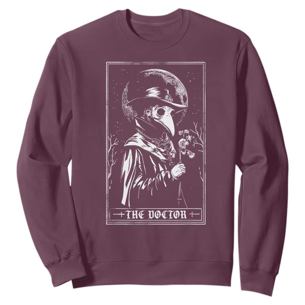 Plague Doctor Tarot Card Sweatshirt Horror Death Occult Satanic TS11 Maroon Print Your Wear