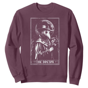 Plague Doctor Tarot Card Sweatshirt Horror Death Occult Satanic TS11 Maroon Print Your Wear