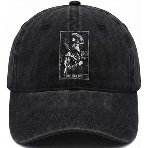 Plague Doctor Tarot Card Washed Cotton Baseball Cap Horror Death Occult Satanic TS11 Print Your Wear