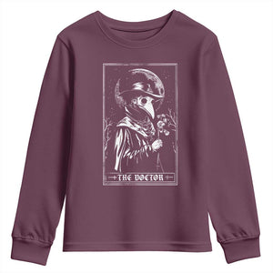 Plague Doctor Tarot Card Youth Sweatshirt Horror Death Occult Satanic TS11 Maroon Print Your Wear