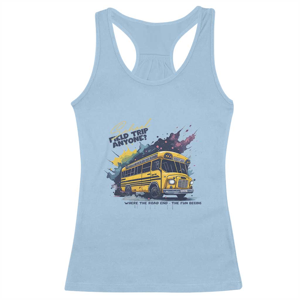 School Field Trip Anyone Racerback Tank Top School Bus Teacher TS11 Light Blue Print Your Wear