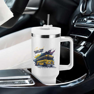 School Field Trip Anyone Tumbler With Handle School Bus Teacher TS11 Print Your Wear
