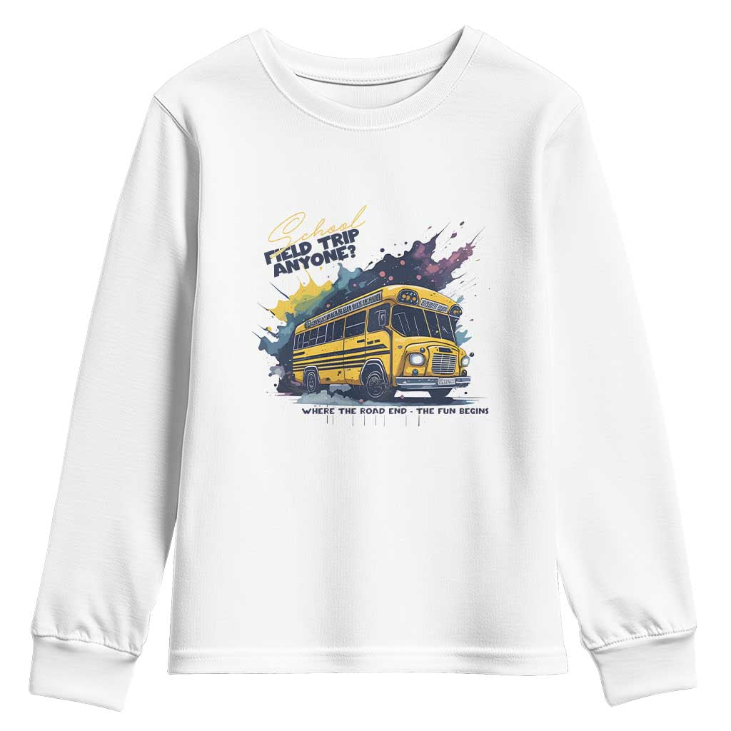 School Field Trip Anyone Youth Sweatshirt School Bus Teacher TS11 White Print Your Wear