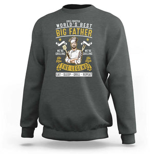 BBQ Father Sweatshirt Grill Master World's Best Big Father The Man The Myth The Legend Father's Day TS11 Dark Heather Print Your Wear