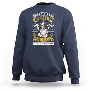 BBQ Father Sweatshirt Grill Master World's Best Big Father The Man The Myth The Legend Father's Day TS11 Navy Print Your Wear