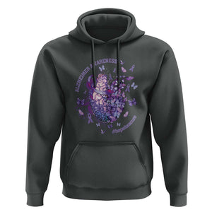 Alzheimer Supporter Hoodie Alzheimer Awareness Hope For A Cure Flower TS11 Dark Heather Print Your Wear