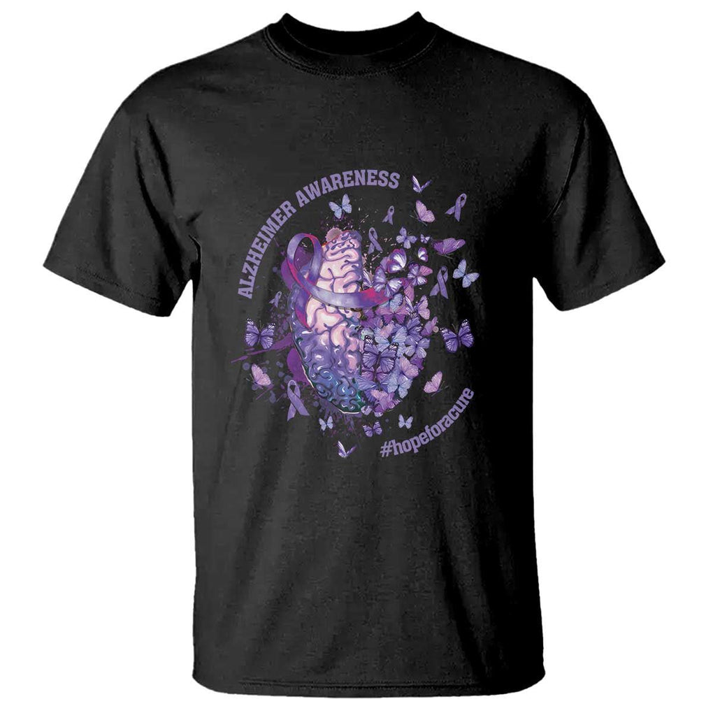 Alzheimer Supporter T Shirt Alzheimer Awareness Hope For A Cure Flower TS11 Black Print Your Wear