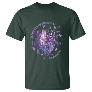 Alzheimer Supporter T Shirt Alzheimer Awareness Hope For A Cure Flower TS11 Dark Forest Green Print Your Wear