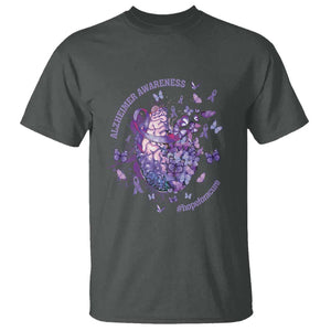 Alzheimer Supporter T Shirt Alzheimer Awareness Hope For A Cure Flower TS11 Dark Heather Print Your Wear