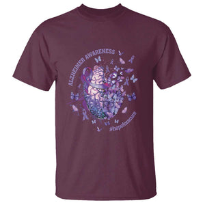 Alzheimer Supporter T Shirt Alzheimer Awareness Hope For A Cure Flower TS11 Maroon Print Your Wear