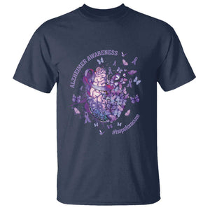 Alzheimer Supporter T Shirt Alzheimer Awareness Hope For A Cure Flower TS11 Navy Print Your Wear