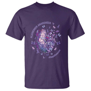 Alzheimer Supporter T Shirt Alzheimer Awareness Hope For A Cure Flower TS11 Purple Print Your Wear