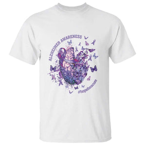 Alzheimer Supporter T Shirt Alzheimer Awareness Hope For A Cure Flower TS11 White Print Your Wear