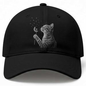 Cat Blowing Dandelion Baseball Cap Kitten Making A Wish Nature Art TS11 Print Your Wear