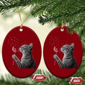 Cat Blowing Dandelion Ceramic Ornament Kitten Making A Wish Nature Art TS11 Print Your Wear