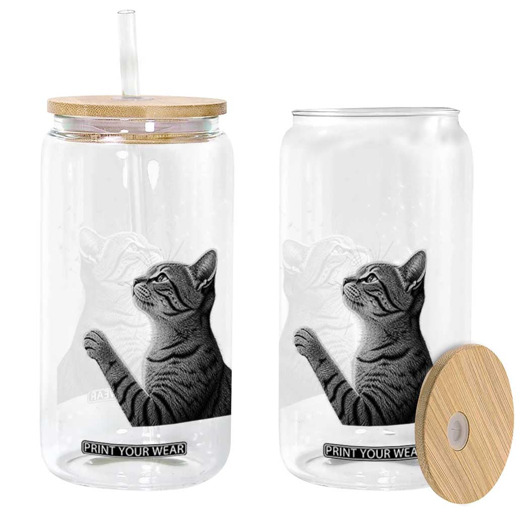 Cat Blowing Dandelion Glass Can Kitten Making A Wish Nature Art TS11 Print Your Wear