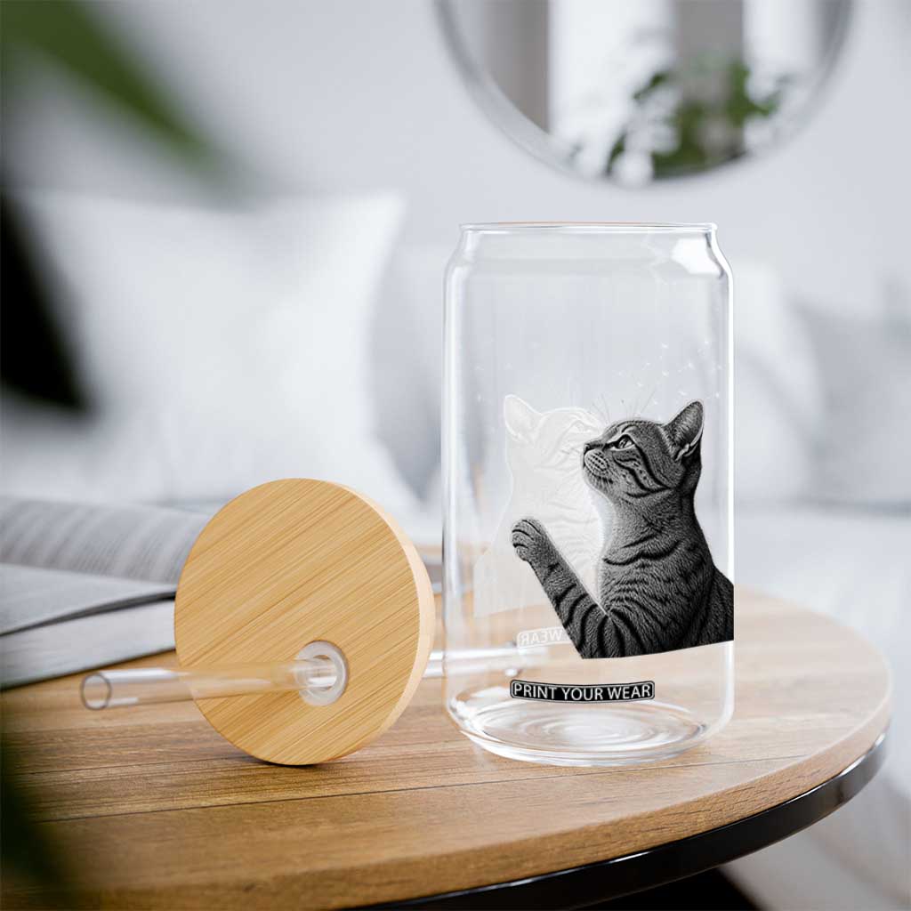 Cat Blowing Dandelion Glass Can Kitten Making A Wish Nature Art TS11 Print Your Wear