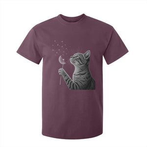Cat Blowing Dandelion T Shirt For Kid Kitten Making A Wish Nature Art TS11 Maroon Print Your Wear