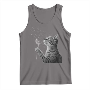Cat Blowing Dandelion Tank Top Kitten Making A Wish Nature Art TS11 Deep Heather Print Your Wear