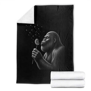 Bigfoot Blowing Dandelion Throw Blanket Funny Sasquatch Making A Wish TS11 Black Print Your Wear
