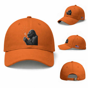 Bigfoot Blowing Dandelion Baseball Cap Funny Sasquatch Making A Wish TS11 Baseball Cap Universal Fit Orange Print Your Wear