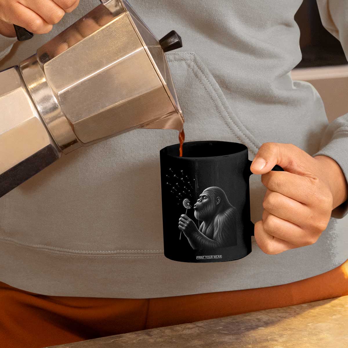 Bigfoot Blowing Dandelion Coffee Mug Funny Sasquatch Making A Wish TS11 Print Your Wear