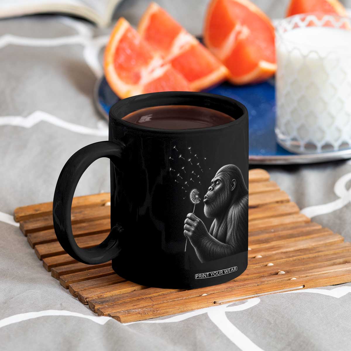 Bigfoot Blowing Dandelion Coffee Mug Funny Sasquatch Making A Wish TS11 Print Your Wear