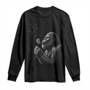 Bigfoot Blowing Dandelion Long Sleeve Shirt Funny Sasquatch Making A Wish TS11 Black Print Your Wear
