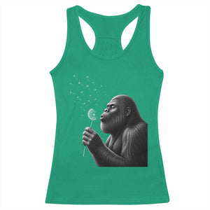 Bigfoot Blowing Dandelion Racerback Tank Top Funny Sasquatch Making A Wish TS11 Irish Green Print Your Wear