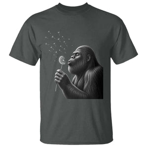 Bigfoot Blowing Dandelion T Shirt Funny Sasquatch Making A Wish TS11 Dark Heather Print Your Wear