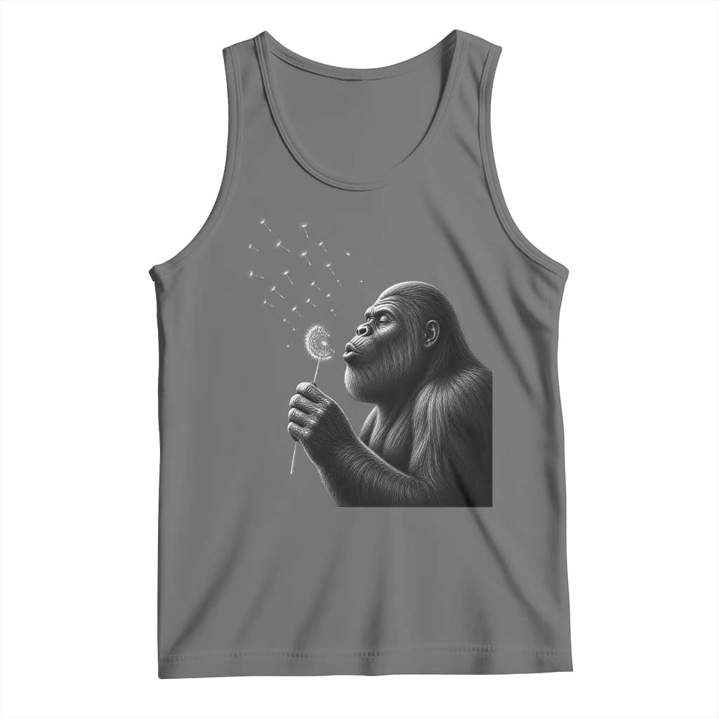 Bigfoot Blowing Dandelion Tank Top Funny Sasquatch Making A Wish TS11 Black Heather Print Your Wear