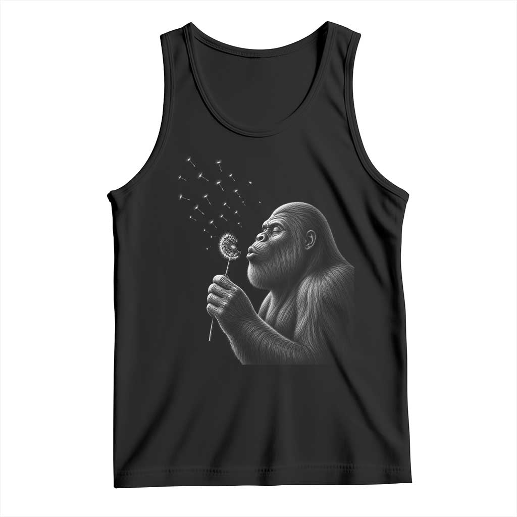 Bigfoot Blowing Dandelion Tank Top Funny Sasquatch Making A Wish TS11 Black Print Your Wear