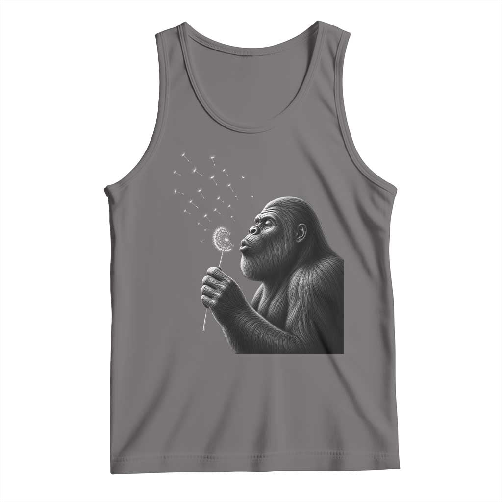 Bigfoot Blowing Dandelion Tank Top Funny Sasquatch Making A Wish TS11 Deep Heather Print Your Wear