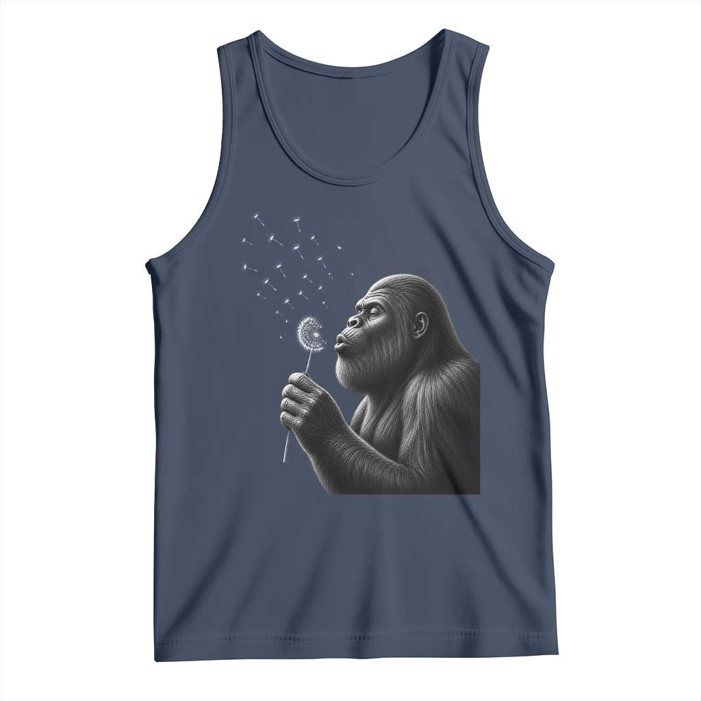 Bigfoot Blowing Dandelion Tank Top Funny Sasquatch Making A Wish TS11 Navy Print Your Wear