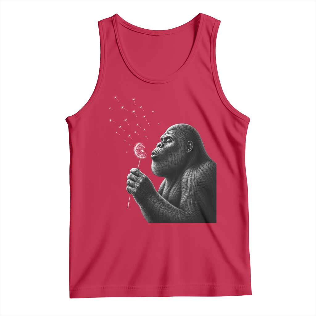Bigfoot Blowing Dandelion Tank Top Funny Sasquatch Making A Wish TS11 Red Print Your Wear
