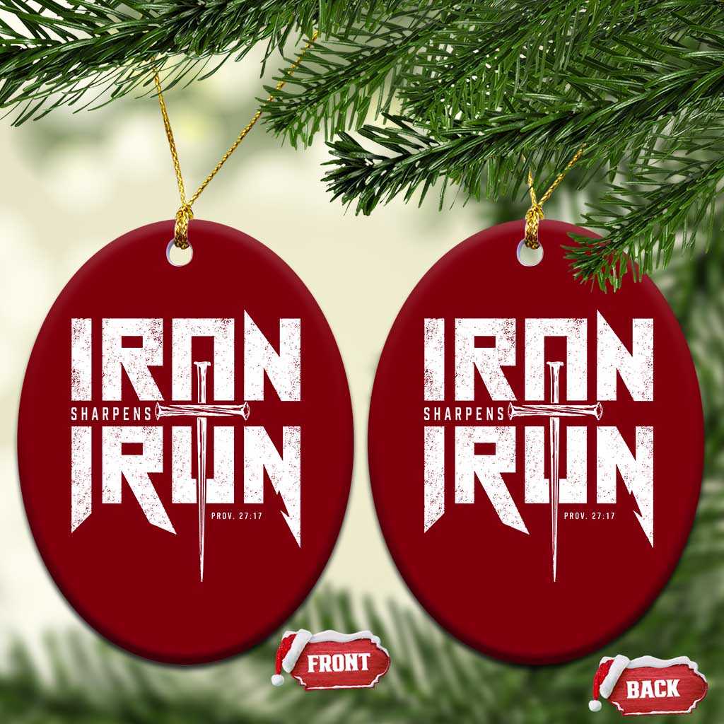 Iron Sharpens Iron Ceramic Ornament Christian Bible Scripture Gym Workout TS11 Print Your Wear