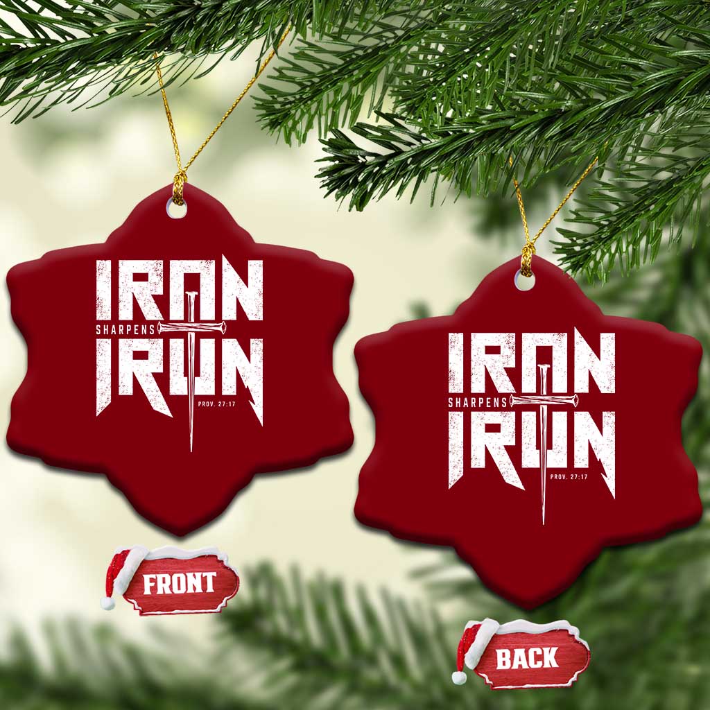 Iron Sharpens Iron Ceramic Ornament Christian Bible Scripture Gym Workout TS11 Print Your Wear