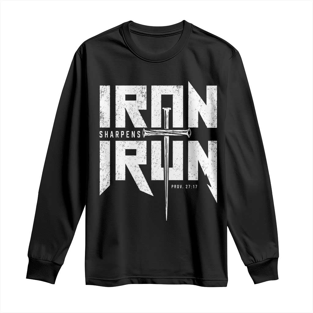 Iron Sharpens Iron Long Sleeve Shirt Christian Bible Scripture Gym Workout TS11 Black Print Your Wear
