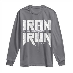 Iron Sharpens Iron Long Sleeve Shirt Christian Bible Scripture Gym Workout TS11 Charcoal Print Your Wear