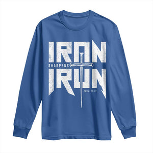 Iron Sharpens Iron Long Sleeve Shirt Christian Bible Scripture Gym Workout TS11 Royal Blue Print Your Wear