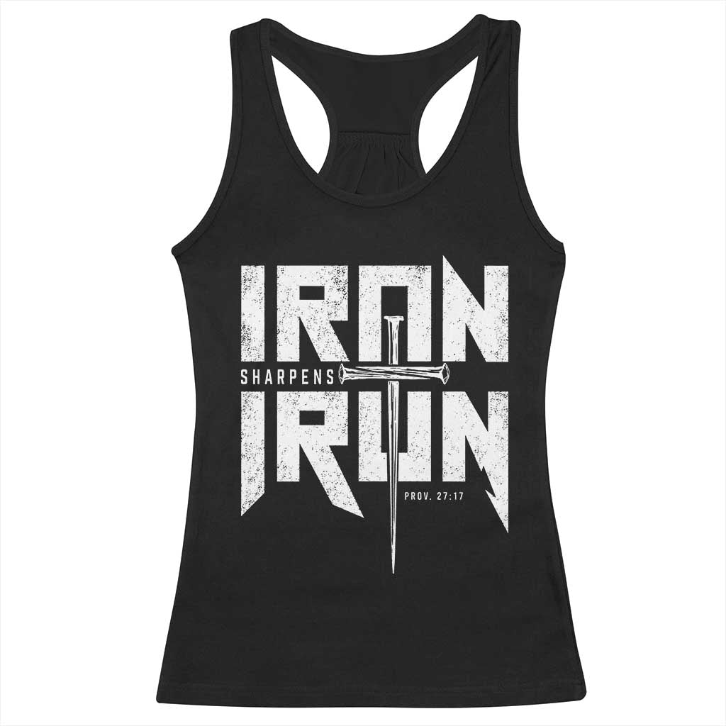 Iron Sharpens Iron Racerback Tank Top Christian Bible Scripture Gym Workout TS11 Black Print Your Wear