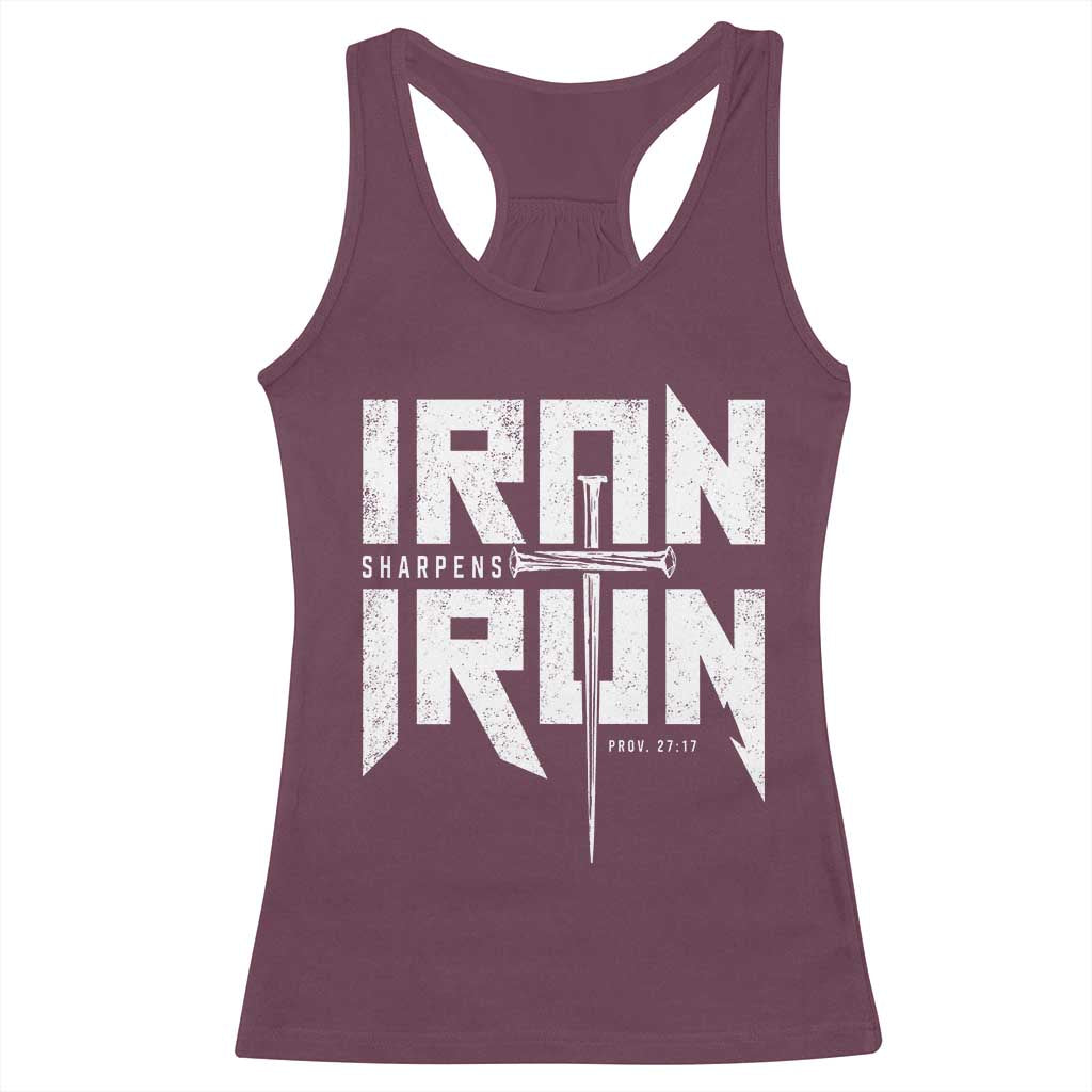 Iron Sharpens Iron Racerback Tank Top Christian Bible Scripture Gym Workout TS11 Maroon Print Your Wear