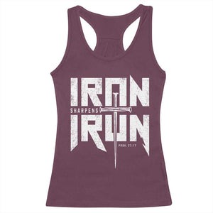 Iron Sharpens Iron Racerback Tank Top Christian Bible Scripture Gym Workout TS11 Maroon Print Your Wear