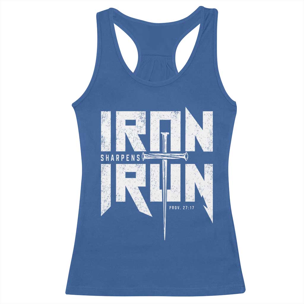 Iron Sharpens Iron Racerback Tank Top Christian Bible Scripture Gym Workout TS11 Royal Blue Print Your Wear